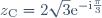 z_{\text{C}} = 2\sqrt{3}\text{e}^{- \text{i}\frac{\pi}{3}}